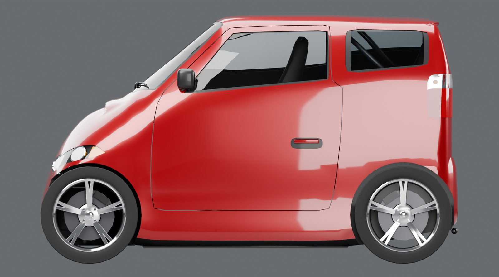 Side view: one metre wide, two seats in a row